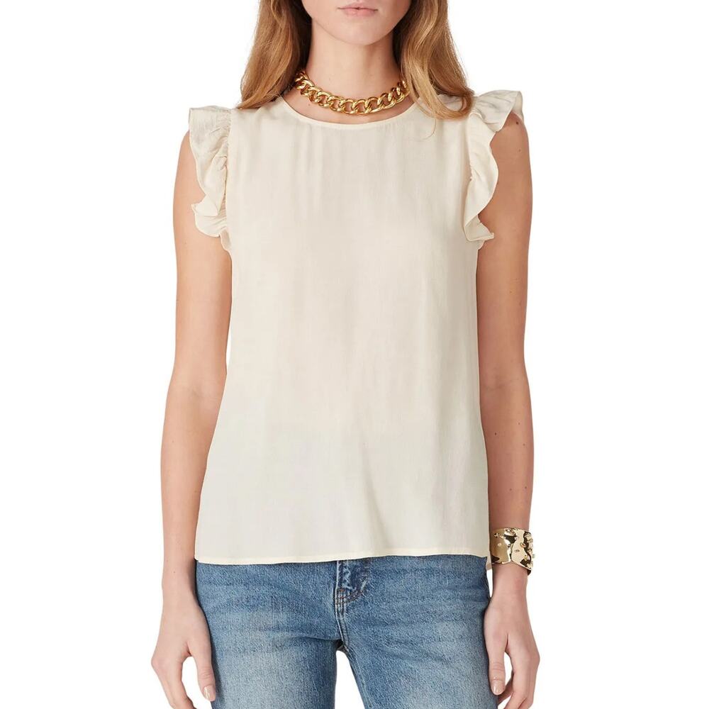 BA&SH Fani Sleeveless Top in cream. Open back. Size XS.